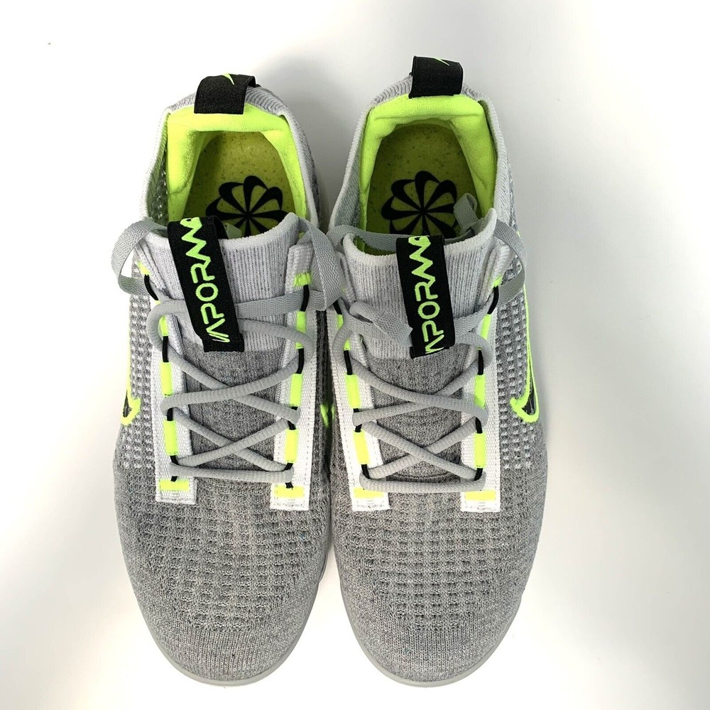 Nike Air Vapormax Flyknit Youth Shoes Size 4Y Gray Volt Green Sneaker DB1550-005 - Picture 2 of 8